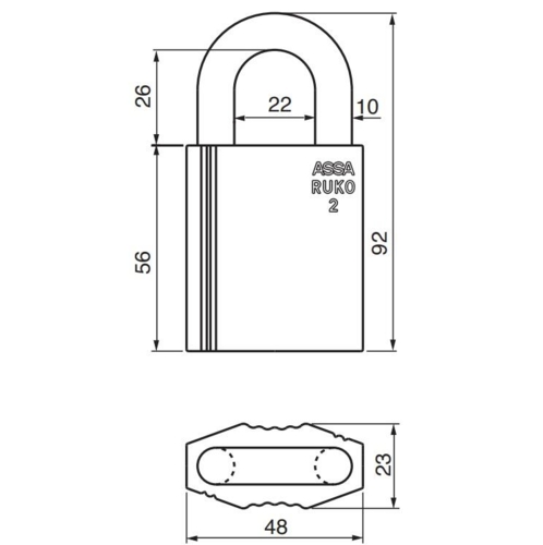 RB2646 Hänglås Typ 2 svart krom, fäste höjd 27 mm härdat stål Ø10 mm, klass 2