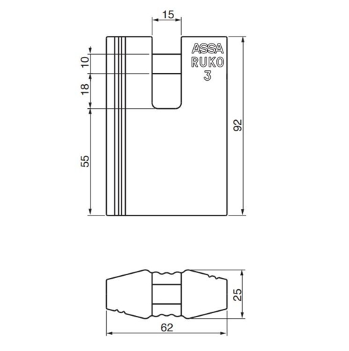 RB3649 Hänglås typ 3 svart krom, bulthärdat stål Ø10 mm, klass 3