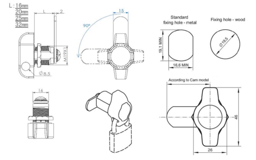 Siso cabinet lock for padlock 20 mm thread length