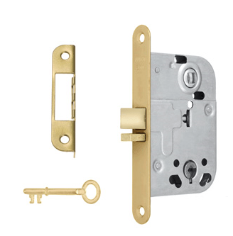 2014 Låsekasse med stolpe, Nøgle og slutblik i MAT Messing