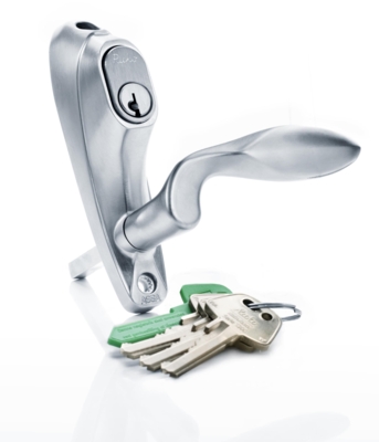 Terrassedørlås 7812, inkl. 3 nøgler og kodebrik Rustfrit look, GDS pakning