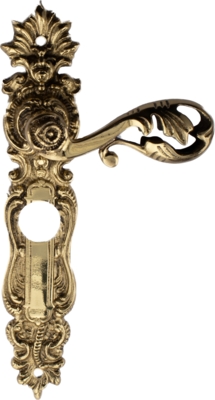 Türgriff LC472 mit langem Schild in Messing, Antik oder Schwarz Rundzylinder