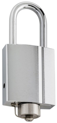 RB3408-50 Hänglås blank krom, båghärdat stål Ø8 mm, båghöjd 50 mm